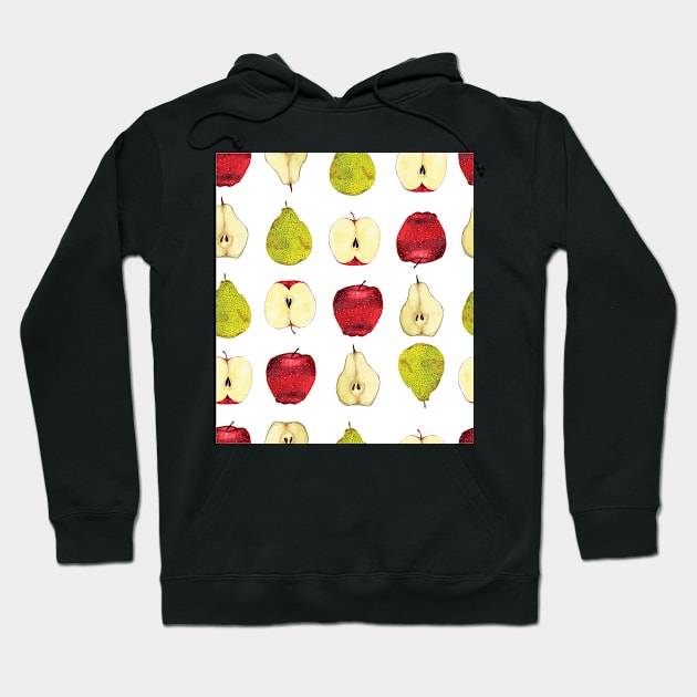 Funny hand-drawn apple and pear pattern Hoodie by Ellunardegloria